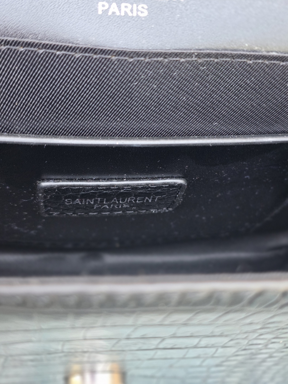 Saint Laurent Inspired Black Croc-Embossed Chain Shoulder Bag - Picture 5 of 14